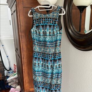 White House Black Market Blue Sheath Dress for Cocktail